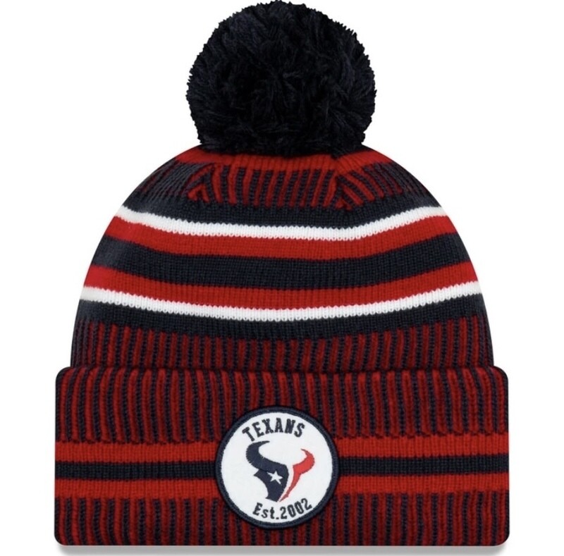 Houston Texans Men's New Era Cuffed Pom Knit Hat