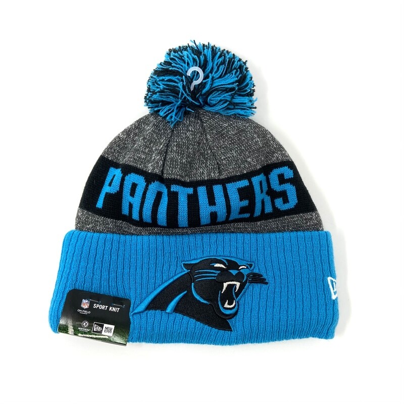 Carolina Panthers Men's New Era Cuffed Pom Knit Hat