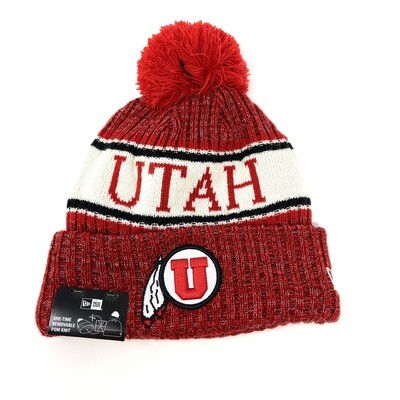 Utah Utes Men's New Era Cuffed Pom Knit Hat