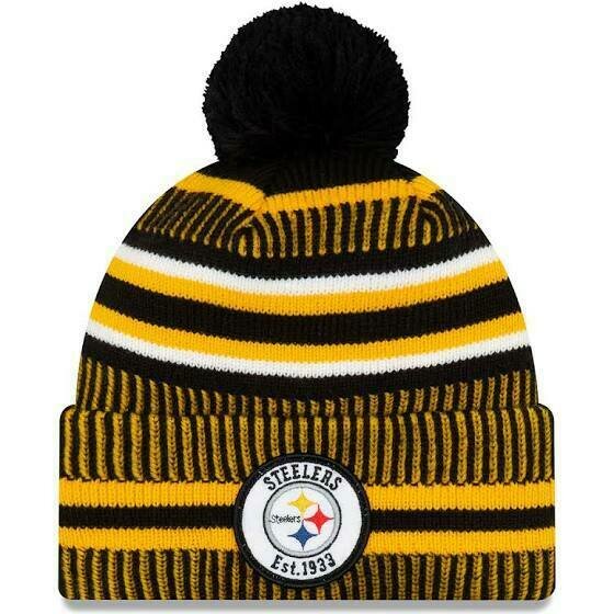 PITTSBURGH STEELERS Men's New Era Sideline Cuffed Pom Knit Hat