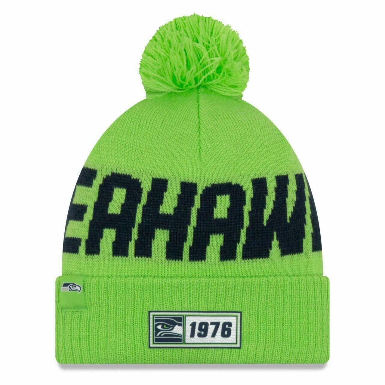 Seattle Seahawks Men’s New Era Cuffed Pom Knit Hat