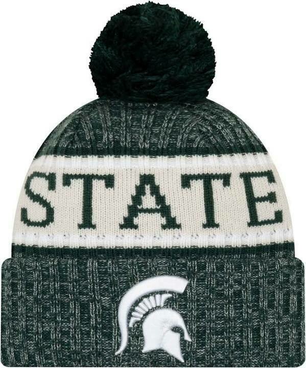 Michigan State Spartans Men's New Era Cuffed Pom Knit Hat