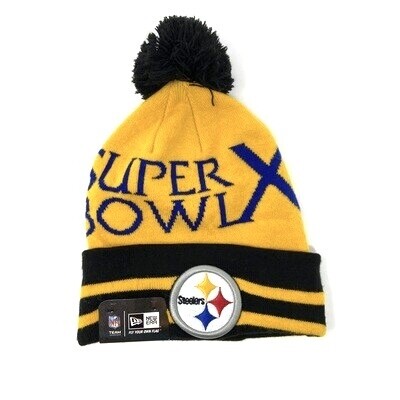 Pittsburgh Steelers Super Bowl X Men's New Era Cuffed Pom Knit Hat