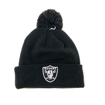 Las Vegas Raiders Men's New Era Cuffed Pom Knit Hat Las Vegas Raiders Men's New Era Cuffed Pom Knit Hat
