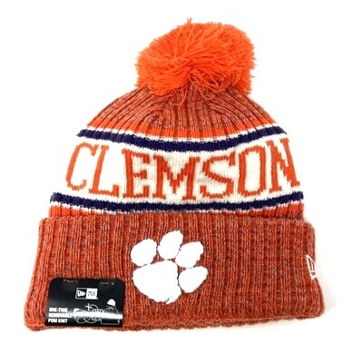 Clemson Tigers Men's New Era Cuffed Pom Knit Hat Clemson Tigers Men's New Era Cuffed Pom Knit Hat