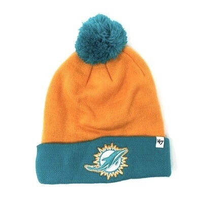Miami Dolphins Men's 47 Brand Cuffed Pom Knit Hat Miami Dolphins Men's 47 Brand Cuffed Pom Knit Hat