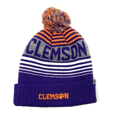 Clemson Tigers Men's Top of the World Cuffed Pom Knit Hat