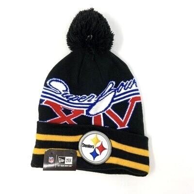 Pittsburgh Steelers Super Bowl XIV Men's New Era Cuffed Pom Knit Hat