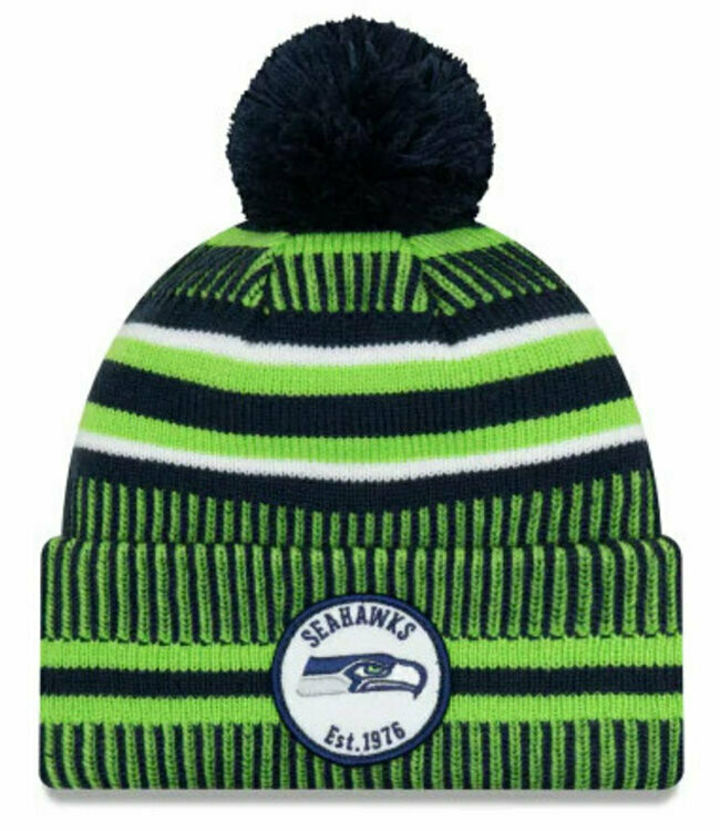 Seattle Seahawks Men’s New Era Cuffed Pom Knit Hat Seattle Seahawks Men’s New Era Cuffed Pom Knit Hat