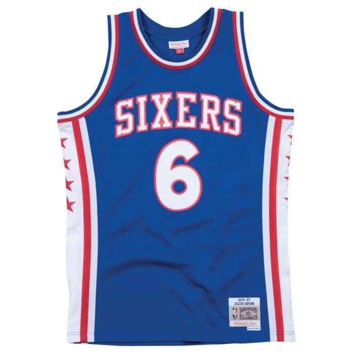 Philadelphia 76ers Julius Erving 1976-77 Blue Mitchell & Ness Men’s Swingman Jersey, Size: XS