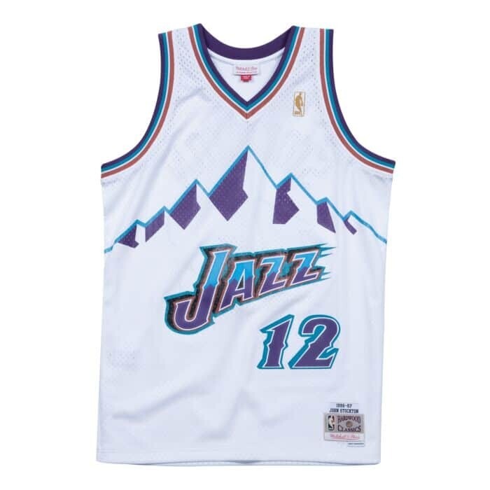 Utah Jazz John Stockton 1996-97 Men's White Mitchell & Ness Swingman Jersey