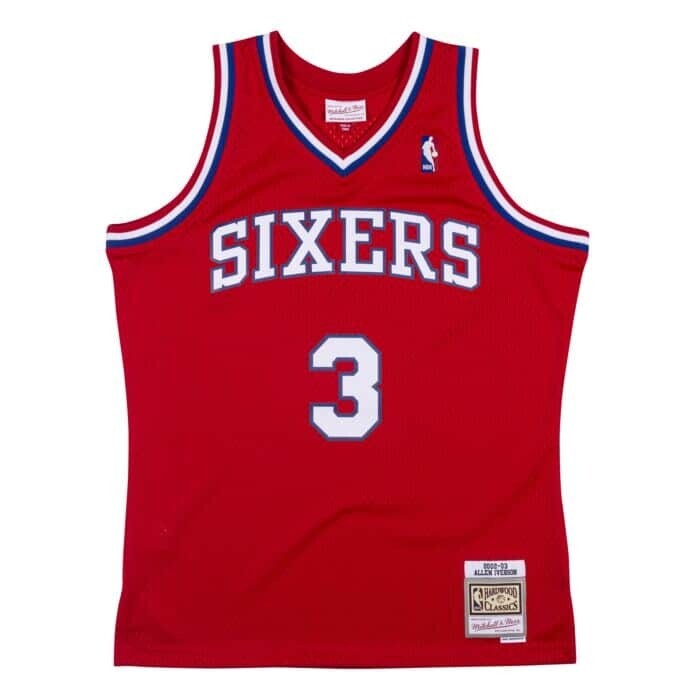 Philadelphia 76ers Allen Iverson 2002-03 Red Mitchell & Ness Men’s Swingman Jersey, Size: XS