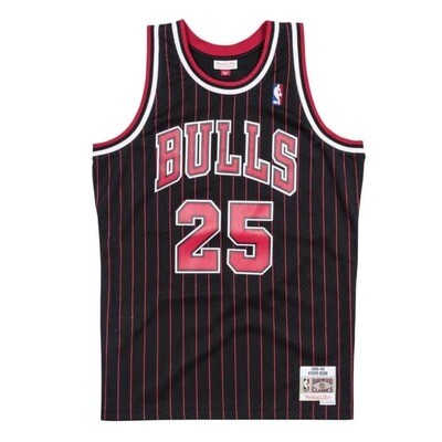 Chicago Bulls Steve Kerr 1995-96 Black Pinstripe Mitchell & Ness Men’s Swingman Jersey