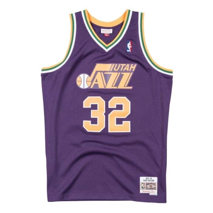 Utah Jazz Karl Malone 1991-92 Men's Purple Mitchell & Ness Swingman Jersey