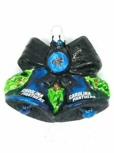 Carolina Panthers Team Bells Blown Glass Ornament Carolina Panthers Team Bells Blown Glass Ornament