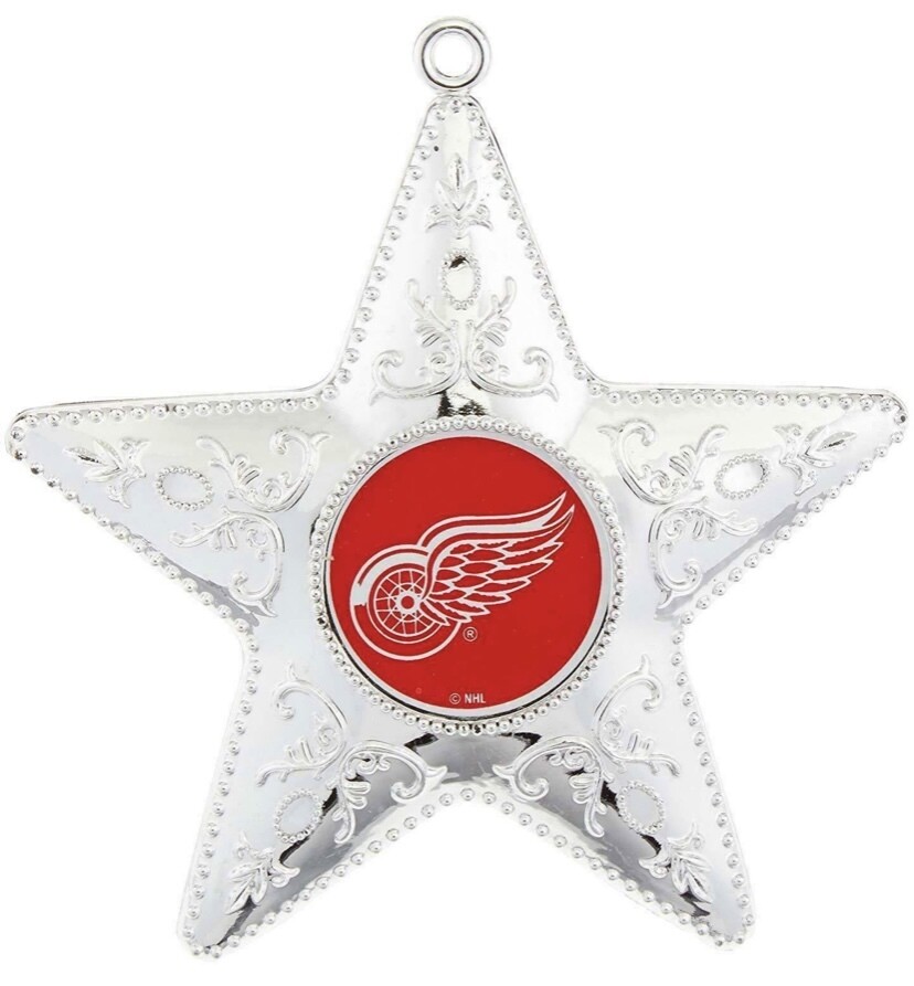 Detroit Red Wings Silver Star Ornament