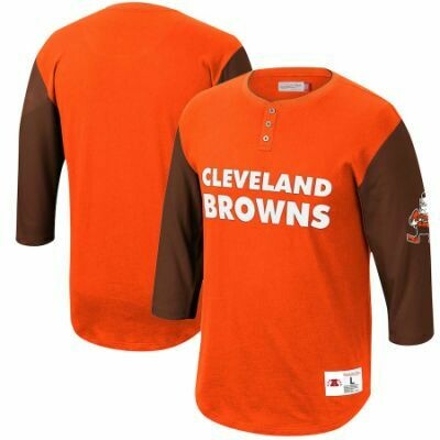 Cleveland Browns Men's Orange Franchise Player 3/4-Sleeve Henley T-Shirt