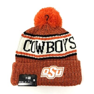 Oklahoma State Cowboys Men's New Era Cuffed Pom Knit Hat