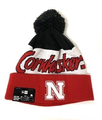 Nebraska Cornhuskers Men's New Era Cuffed Pom Knit Hat