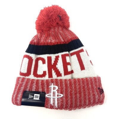 Houston Rockets Men's New Era Cuffed Pom Knit Hat Houston Rockets Men's New Era Cuffed Pom Knit Hat