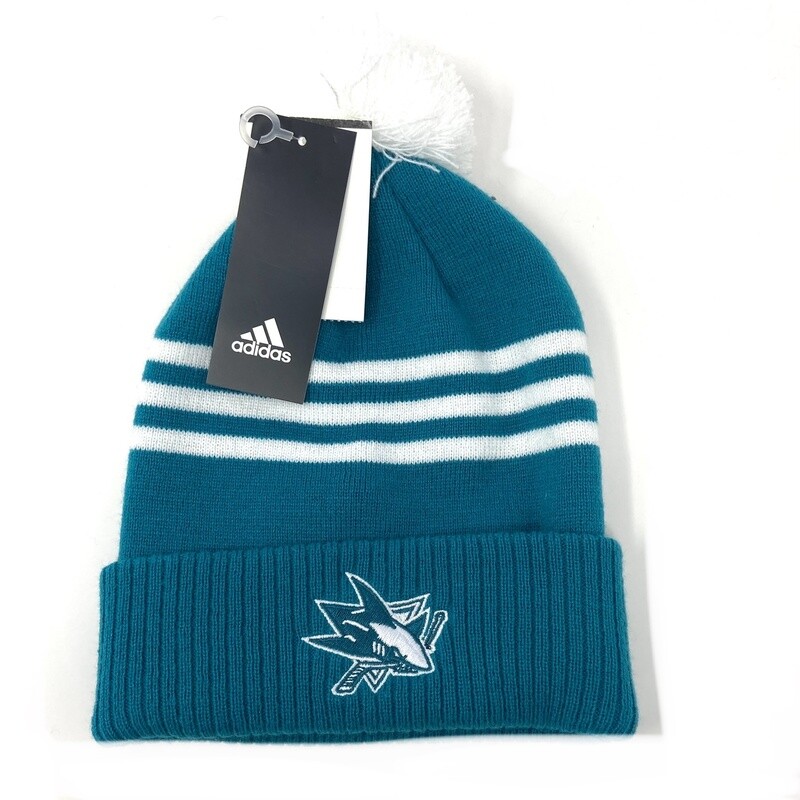 San Jose Sharks Men’s Adidas Cuffed Pom Knit Hat San Jose Sharks Men’s Adidas Cuffed Pom Knit Hat
