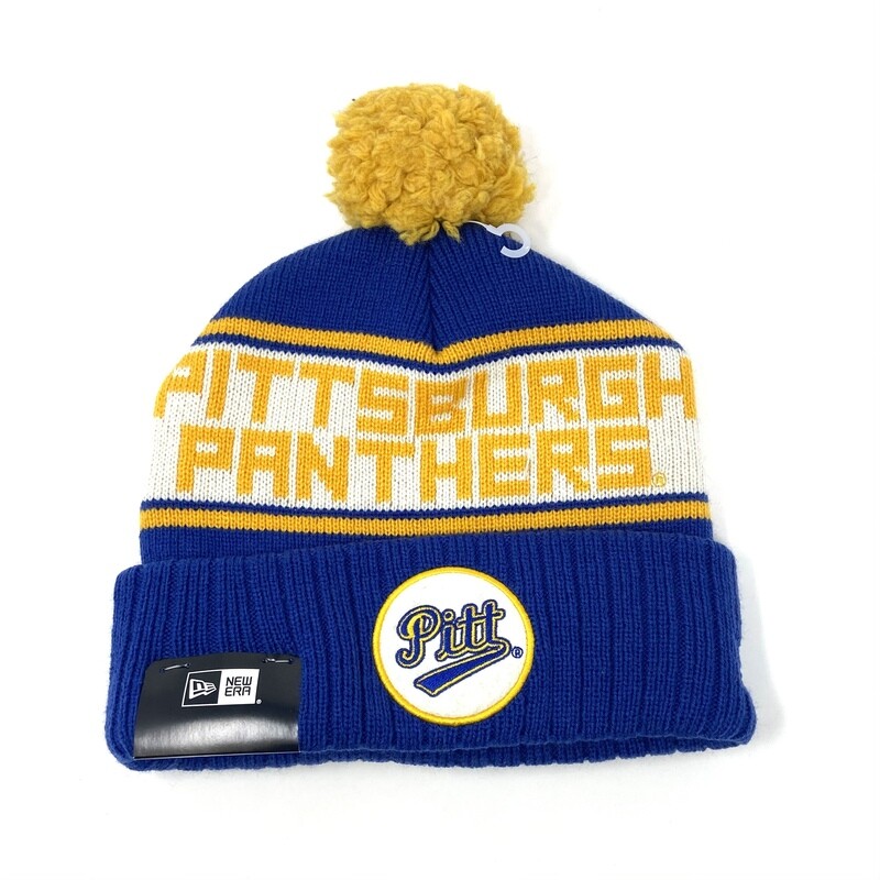 Pitt Panthers Men's New Era Cuffed Pom Knit Hat Pitt Panthers Men's New Era Cuffed Pom Knit Hat