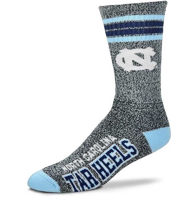 North Carolina Tar Heels Adult 4-Stripe Deuce Gray Socks