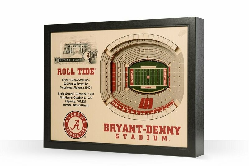 Alabama Crimson Tide 25 Layer StadiumViews 3D Wall Art