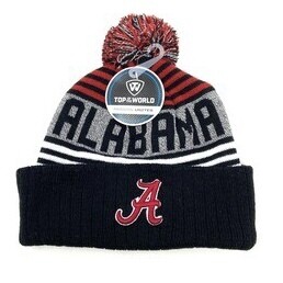 Alabama Crimson Tide Men's Top of the World Cuffed Pom Knit Hat