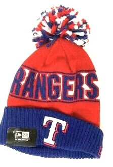 Texas Rangers Men's New Era Cuffed Pom Knit Hat