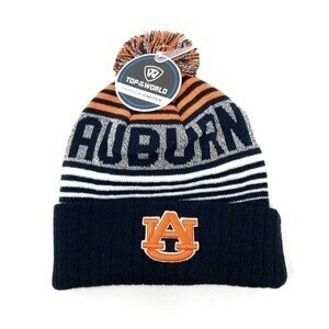 Auburn Tigers Men's Top of the World Cuffed Pom Knit Hat