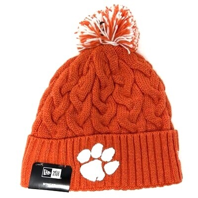 Clemson Tigers Women's New Era Cuffed Pom Cable Knit Hat