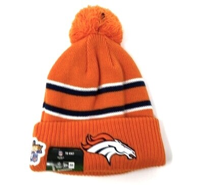 Denver Broncos Men's New Era Cuffed Pom Knit Hat Denver Broncos Men's New Era Cuffed Pom Knit Hat