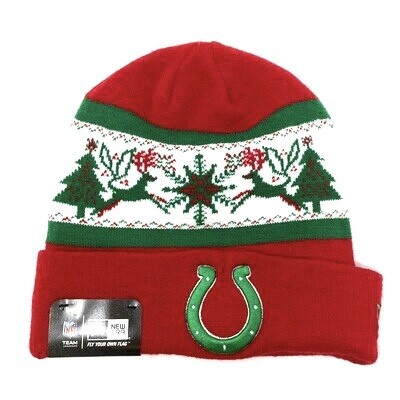 Indianapolis Colts Holiday Men's New Era Cuffed Pom Knit Hat