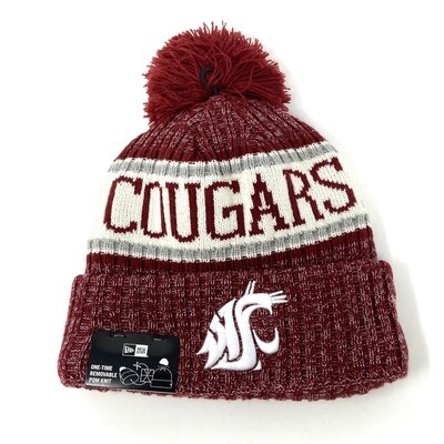 Washington State Cougars Men's New Era Cuffed Pom Knit Hat