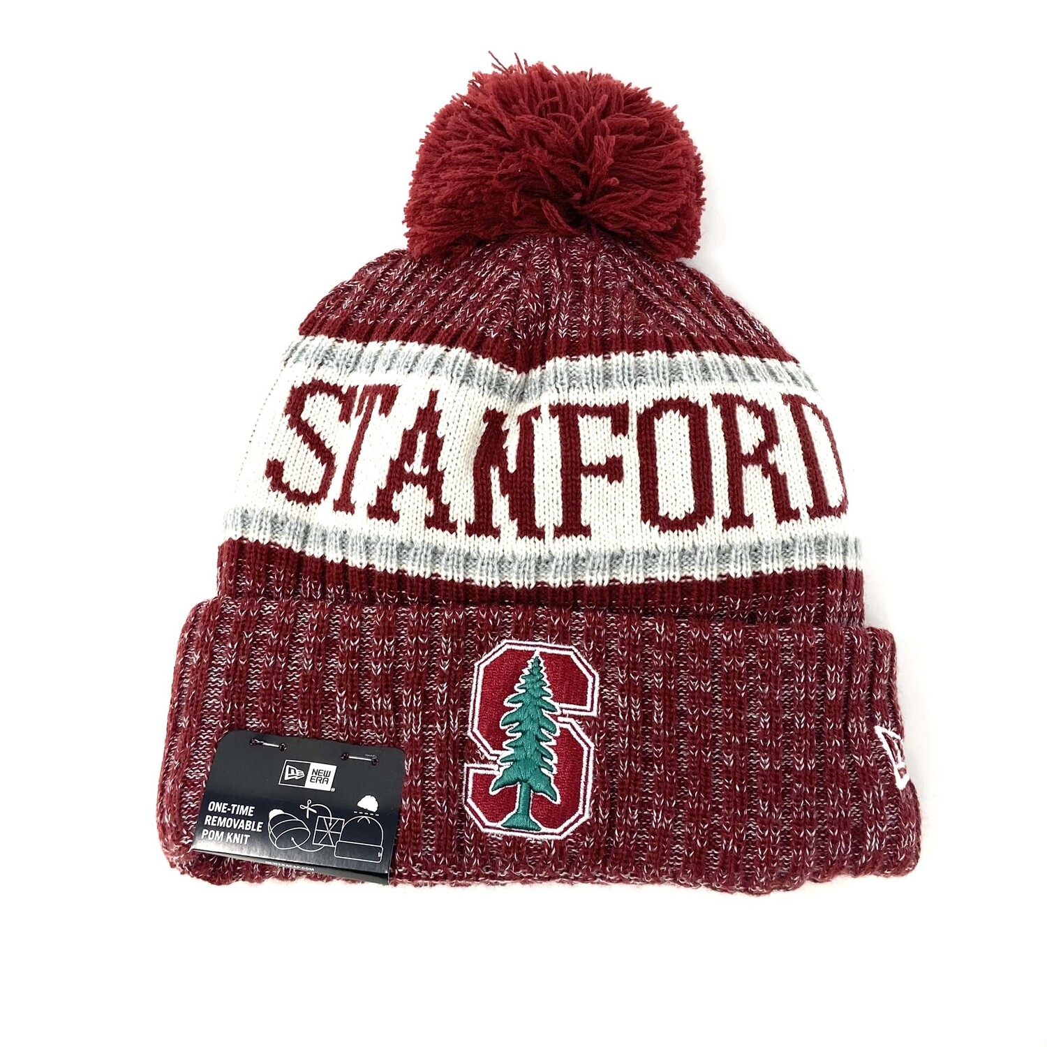 Stanford Cardinal Men's New Era Cuffed Pom Knit Hat