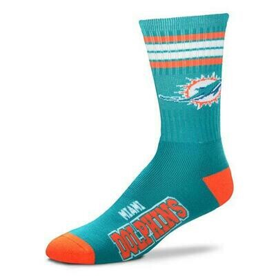 Miami Dolphins Adult 4-Stripe Deuce Performance Crew Socks