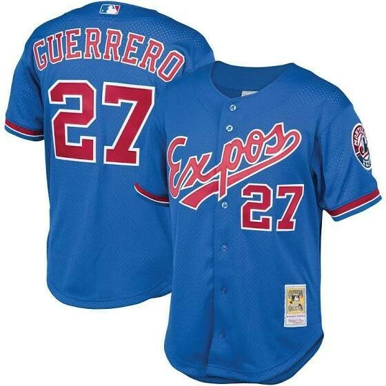 Montreal Expos Vladimir Guerrero 1997 Men's Blue Mitchell & Ness Full Button Up Mesh Jersey