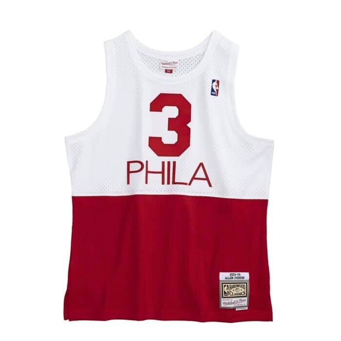 Philadelphia 76ers Allen Iverson 2003-04 White & Red Mitchell & Ness Men’s Swingman Jersey, Size: XS