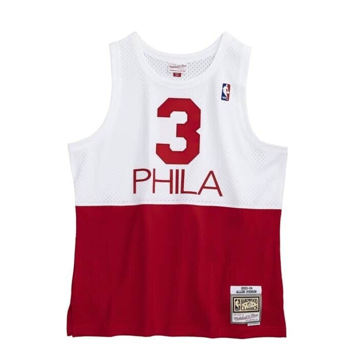 Philadelphia 76ers Allen Iverson 2003-04 Men's White & Red Mitchell & Ness Swingman Jersey