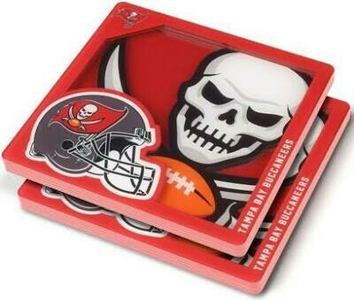 Tampa Bay Buccaneers 3D Logo 2-Piece Assorted Colors Acrylic Coasters