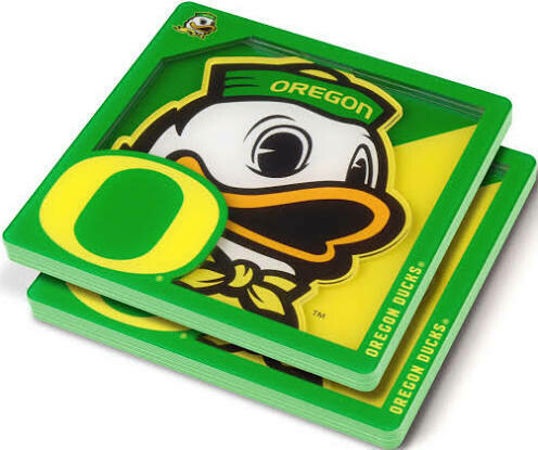 Oregon Ducks 3D Logo 2-Piece Assorted Colors Acrylic Coasters