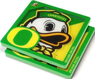 Oregon Ducks 3D Logo 2-Piece Assorted Colors Acrylic Coasters