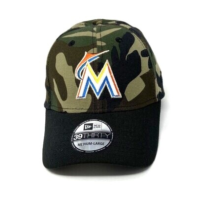 Miami Marlins Men's New Era Camo 39Thirty Flex Fit Hat