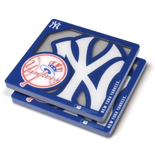 New York Yankees 3D Logo 2-Piece Assorted Colors Acrylic Coasters