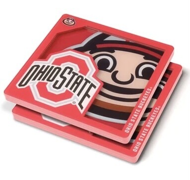 Ohio State Buckeyes 3D Logo 2-Piece Assorted Colors Acrylic Coasters