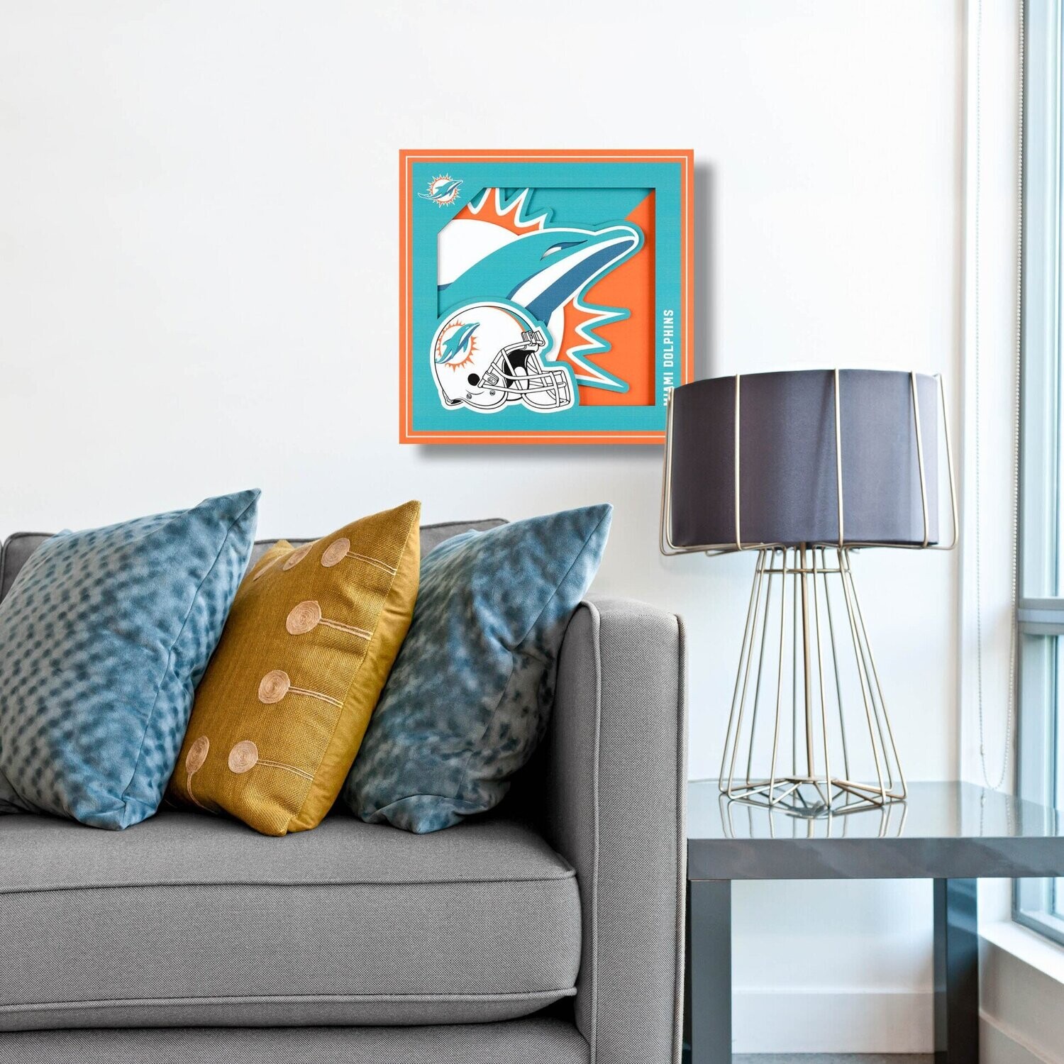 Miami Dolphins 12" x 12" 3D Logo Series Wall Art