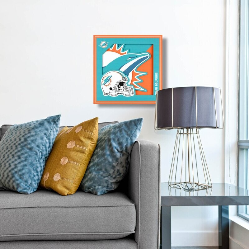 Miami Dolphins 12" x 12" 3D Logo Series Wall Art