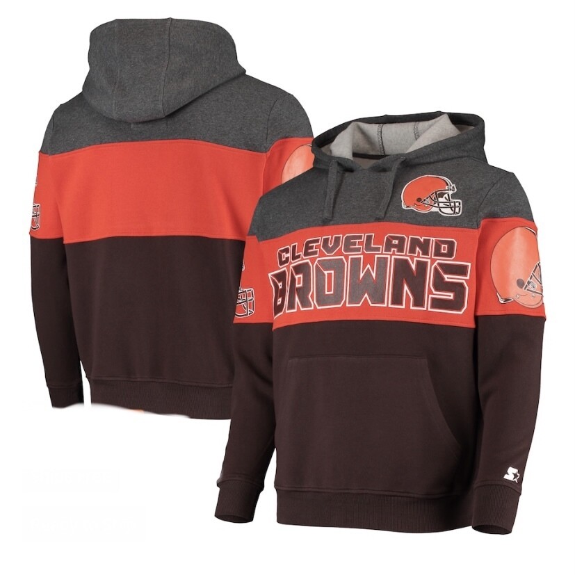 Cleveland Browns Men’s Extreme Fireballer Pullover Hoodie Heathered Gray/Orange