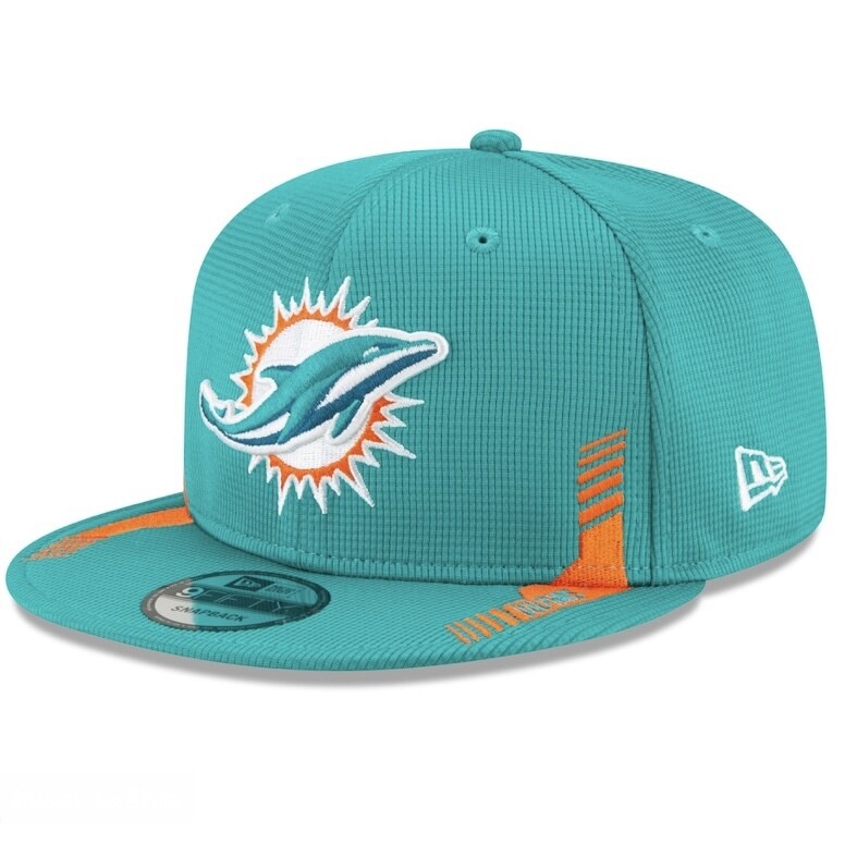 Miami Dolphins Men's New Era Aqua NFL Sideline Home 9FIFTY Snapback Adjustable Hat